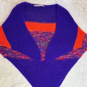 Vintage Handcrafted BOHO Colorful Knit Women Shawl/Wrap - Purple oh my!